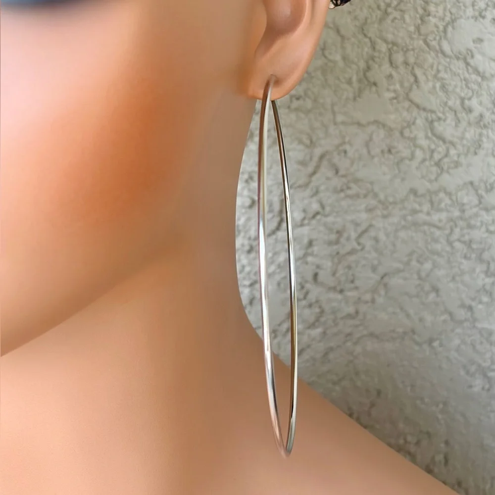Statement Silver Hoop Earrings